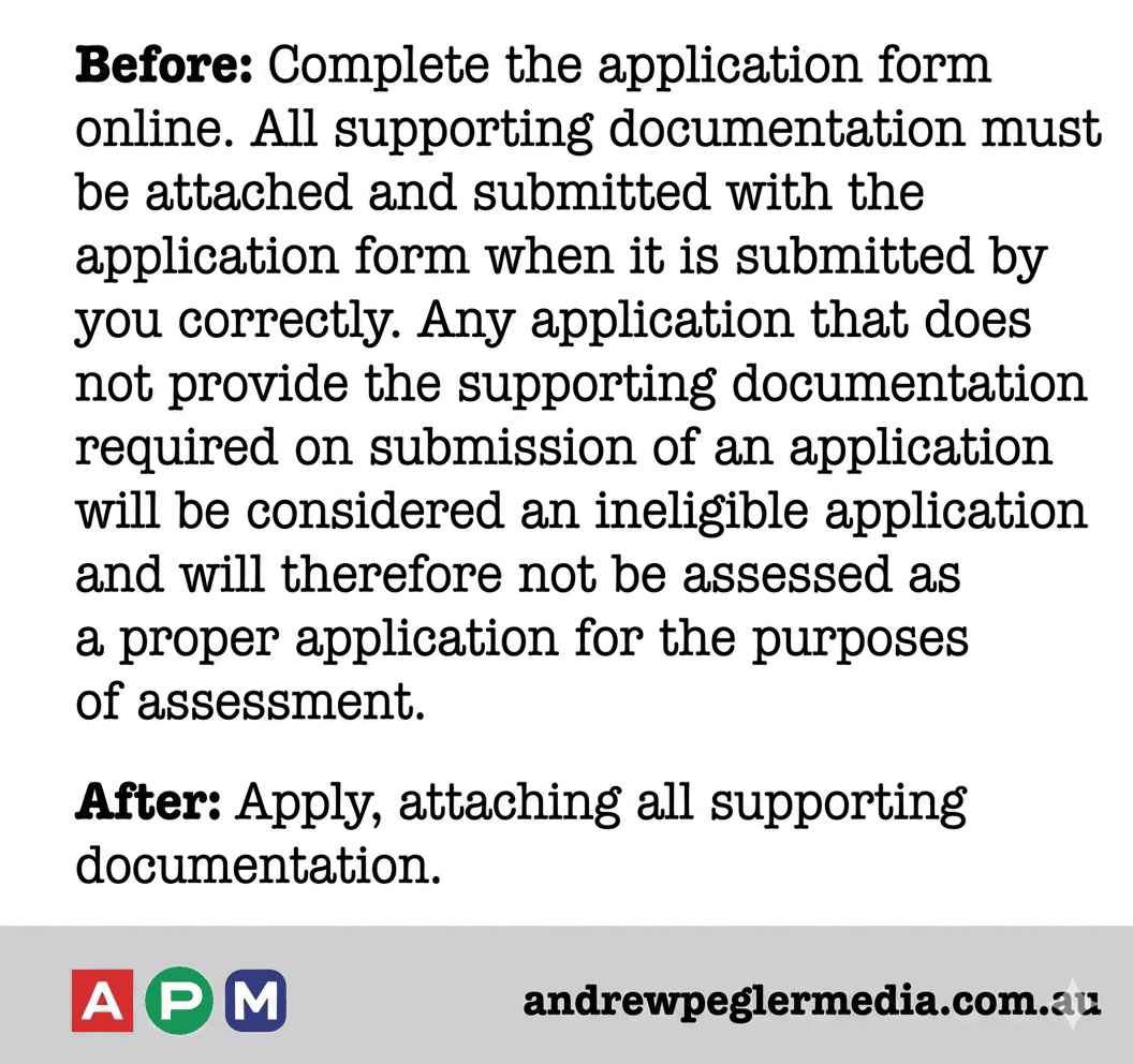 Plain English Review of a Suite of Government Application Forms